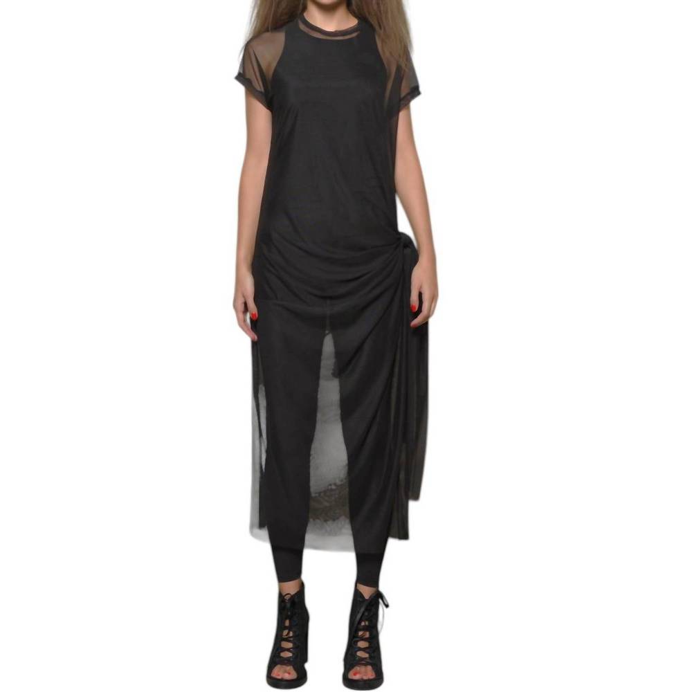 NEW SIMPLY MILA mesh short sleeve dress in black